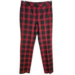 J. Jill Red & Black Plaid Premium Bi-Stretch Pants 6 Petite